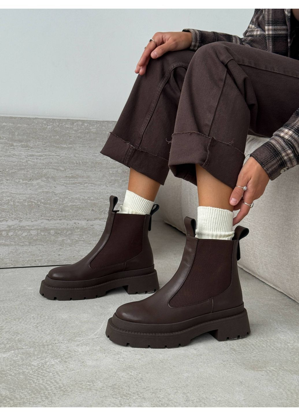 Зимние стильные женские челси челси No Brand без декора