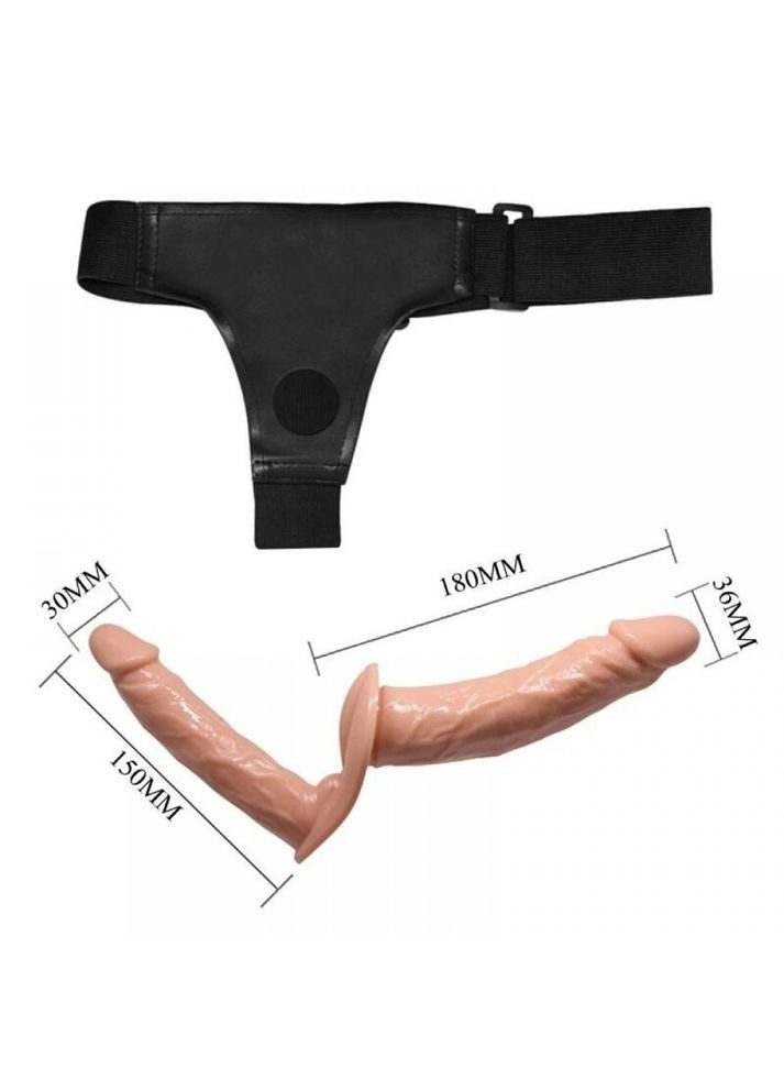 Страпон із двома фалоімітаторами реалістичний на трусиках бежевий, 18 х 3.6 см Baile (298919658)