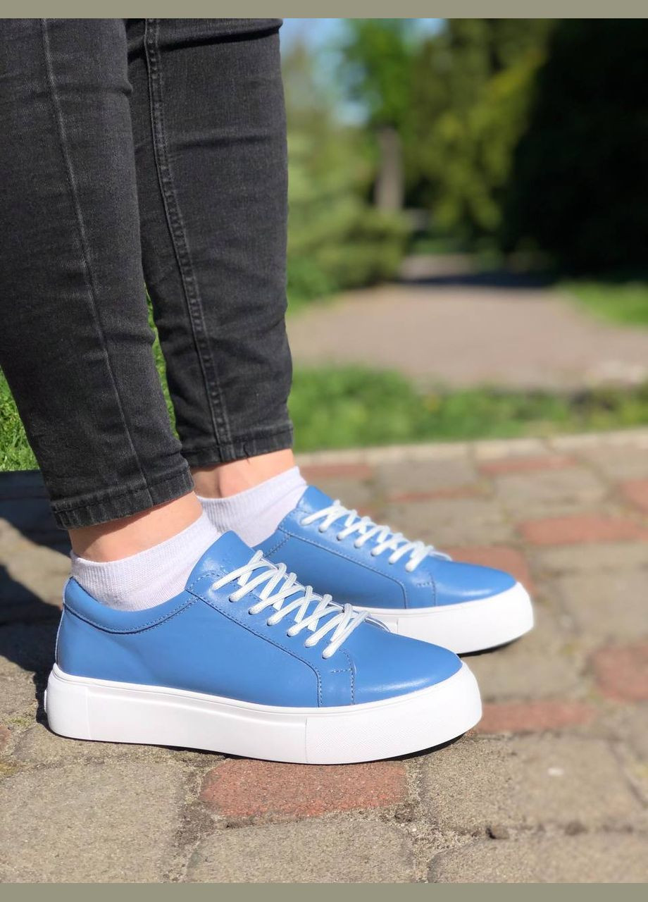 Жіночі кросівки шкіряні блакитні (1235) No Brand блакитні демісезони (313293341)