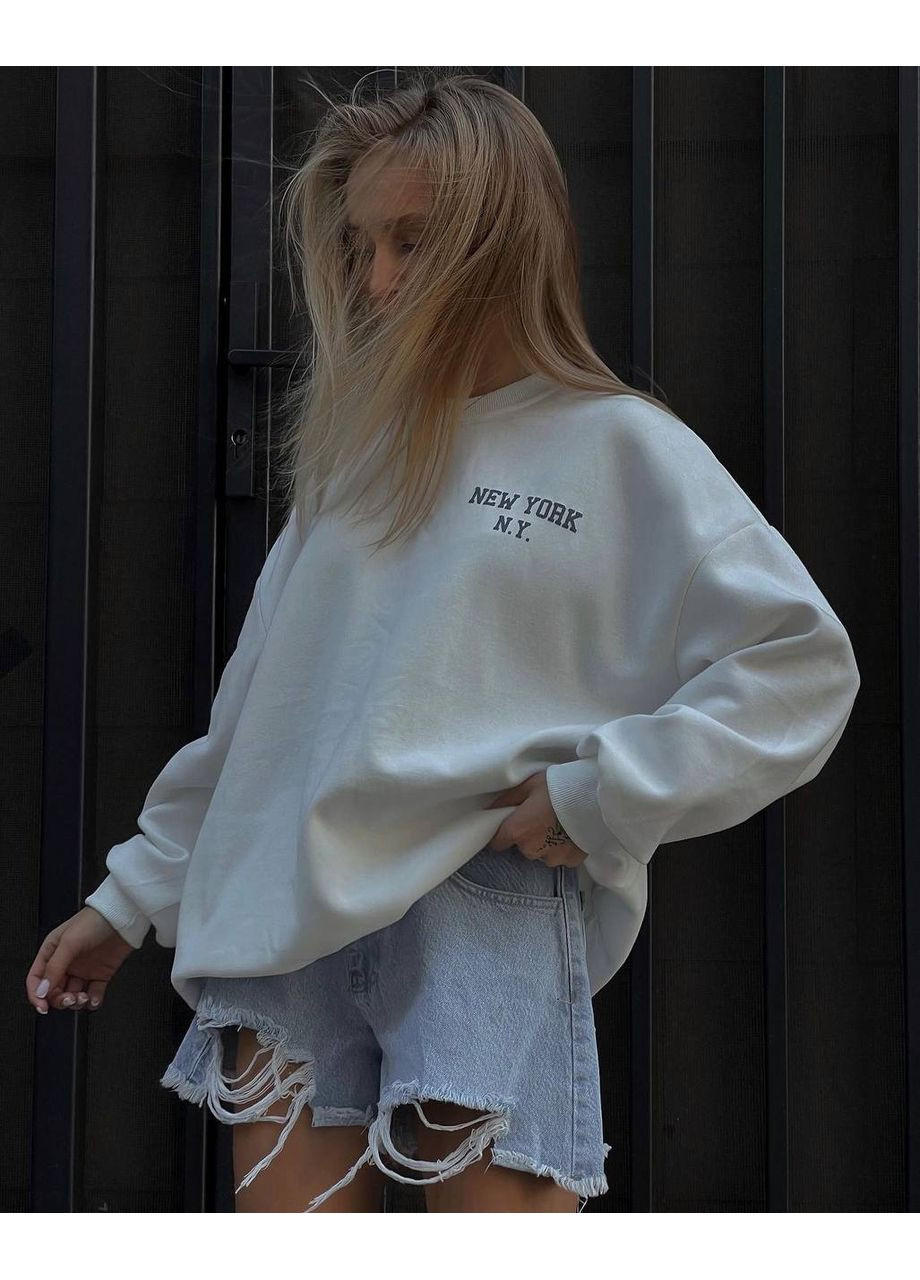 Белый свитшот женский однотонный Style Point надпись без декора (355801945)