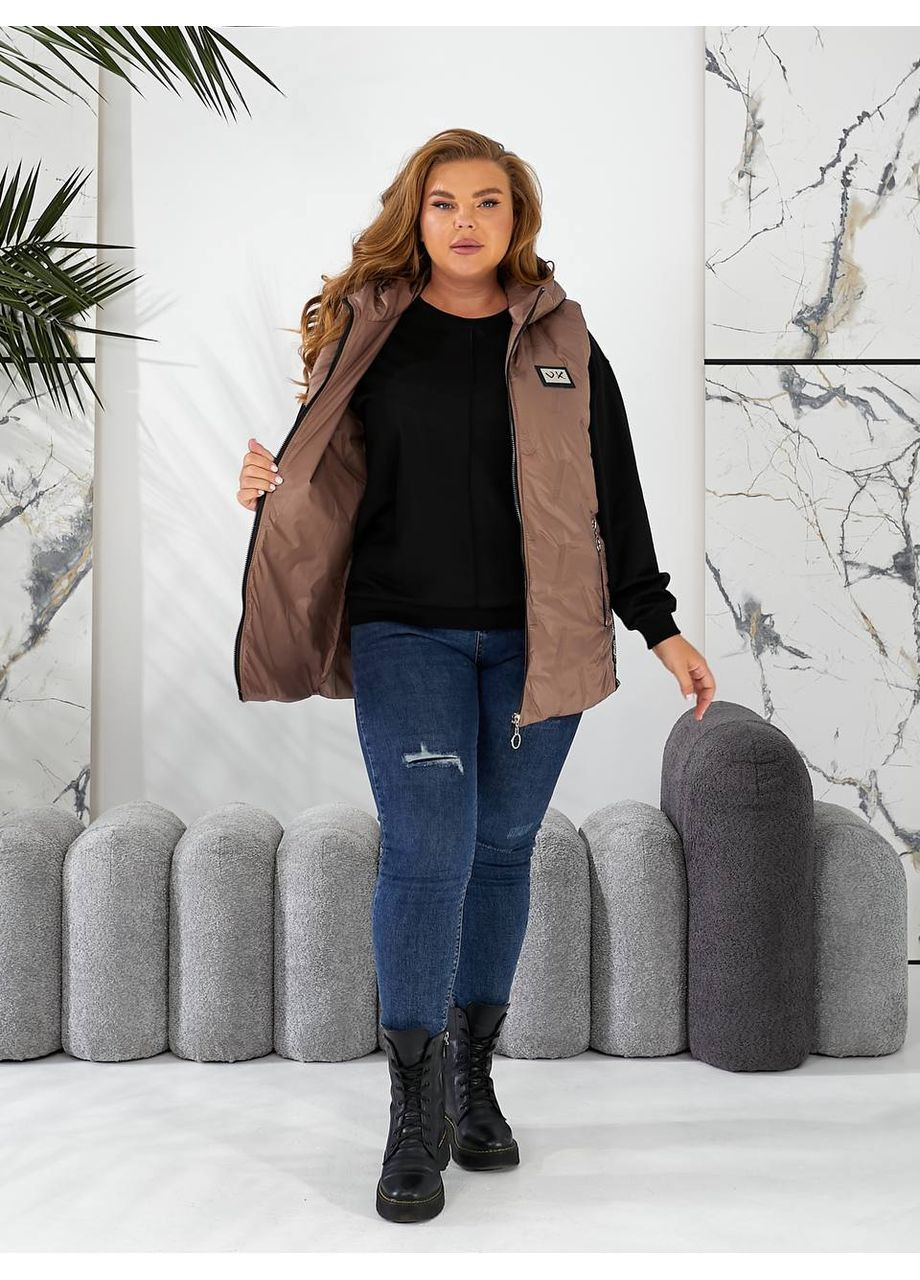 Жіноча жилетка колір з капюшоном колір мокко New Trend (304646450)