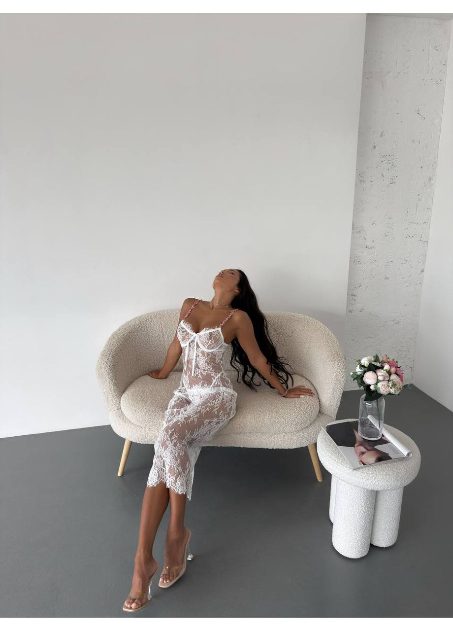 Роскошный кружевной пеньюар с цветочным узором и трусиками. No Brand (361205654)