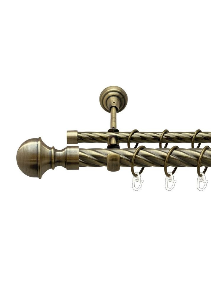 Карниз Бостон металлический двухрядный открытая скрученная труба Антик 25\16 мм 300 см (00-00018056) ORVIT (300693486)
