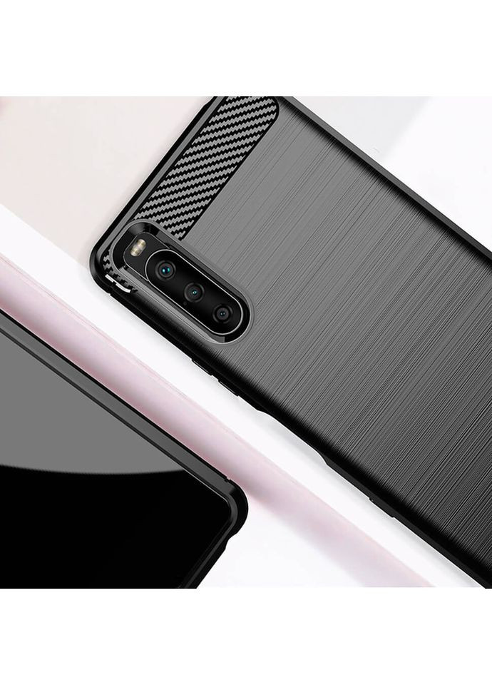 Чехол Carbon Fiber для Sony Xperia 10 II Black Lenuo (366017475)