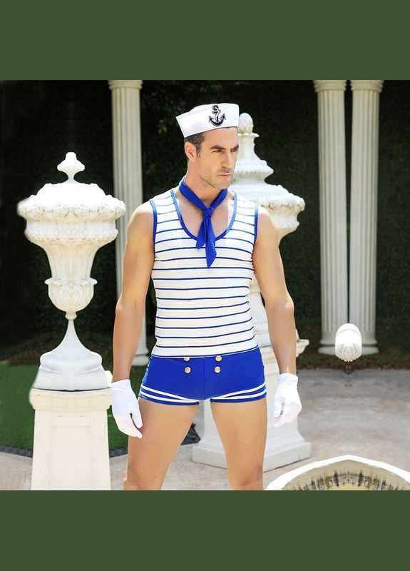 Мужской эротический костюм морячка Изголодавшийся Робин: шорты, майка, перчатки, платок, шапочка, /M JSY (371389622)