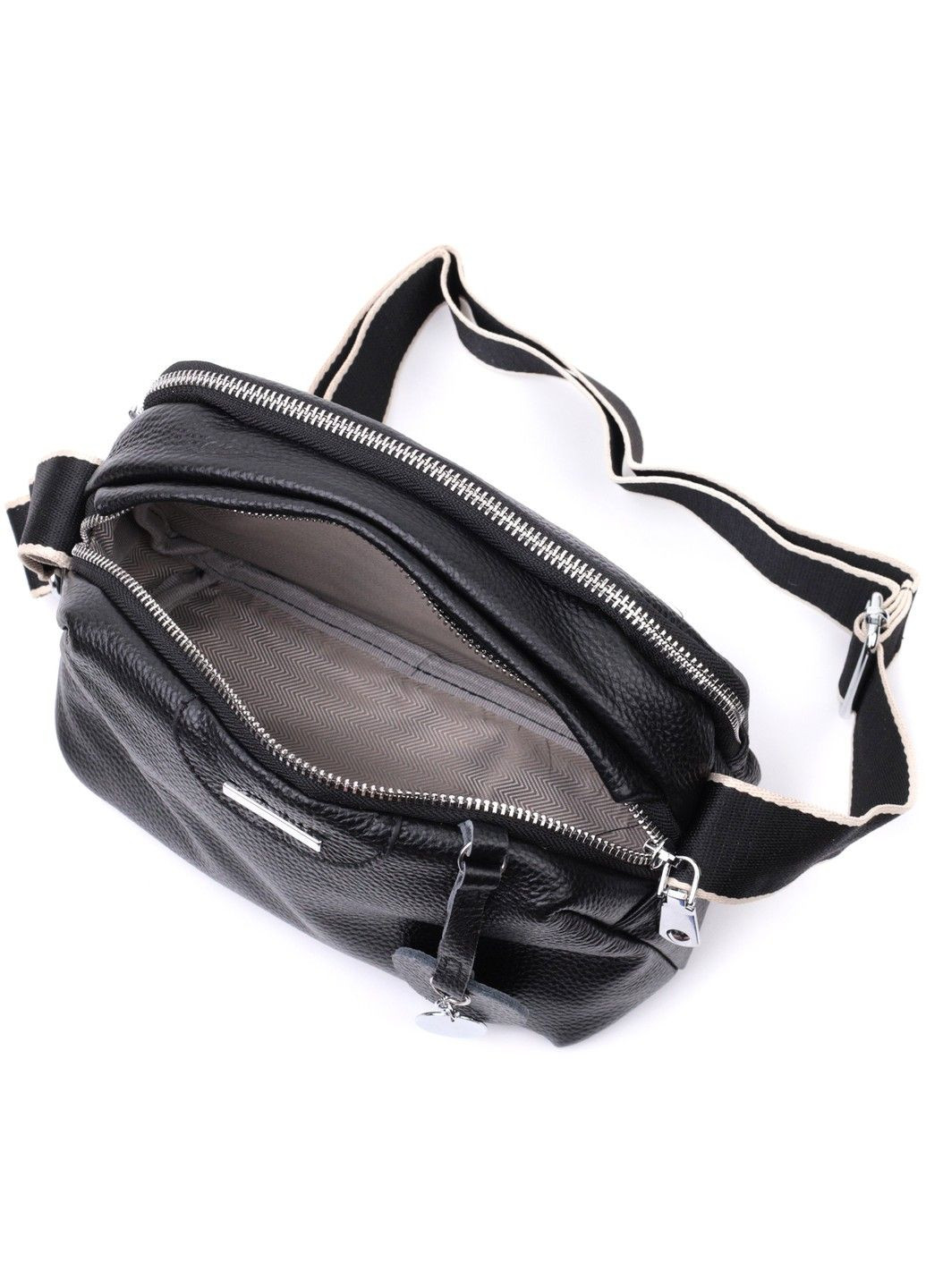 Сумка на два відділення з натуральної шкіри 22592 Чорна Vintage (297993066)