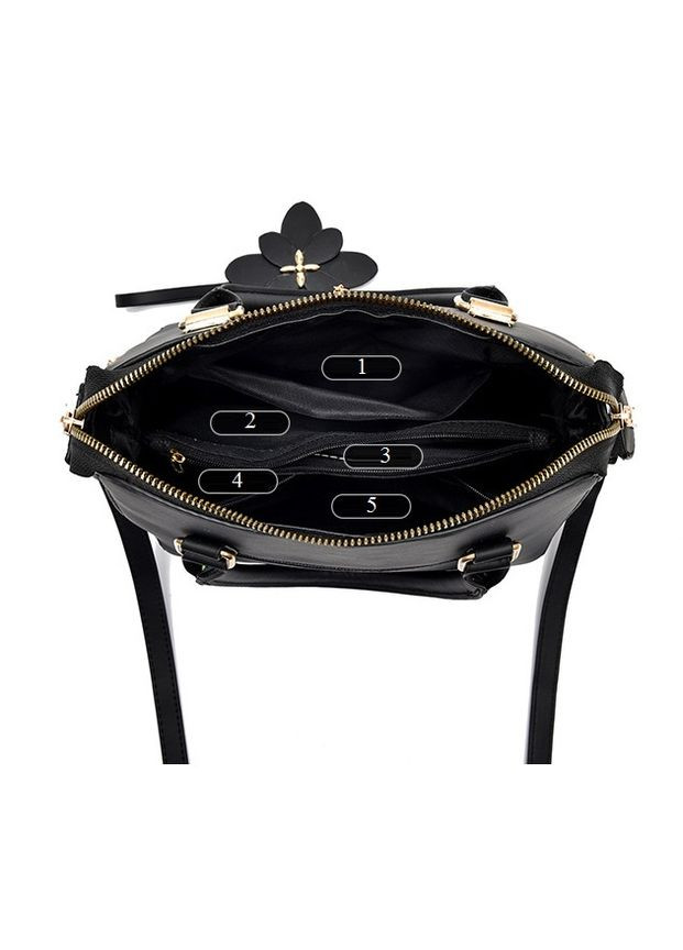 Женская сумка с вышивкой цветами сумочка с брелком черная OEM (322648767)