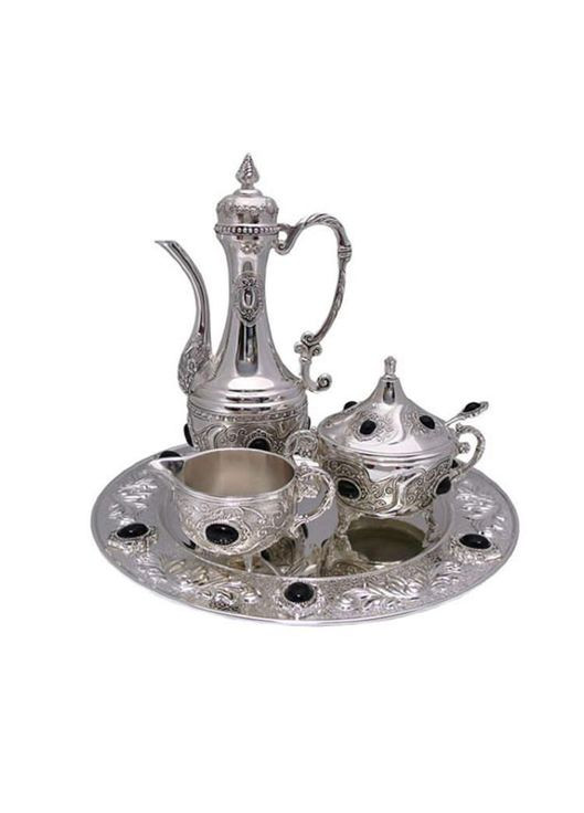 Набір глечик, цукорниця і молочник на підносі Елегантність, h-26 (466-1322) No Brand (302007095)