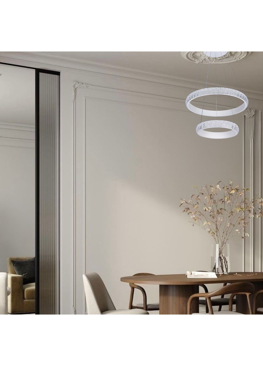 Підвісна led люстра 50W 40+60см в білому кольорі (87-5130 (400+600) WH) No Brand (370069681)