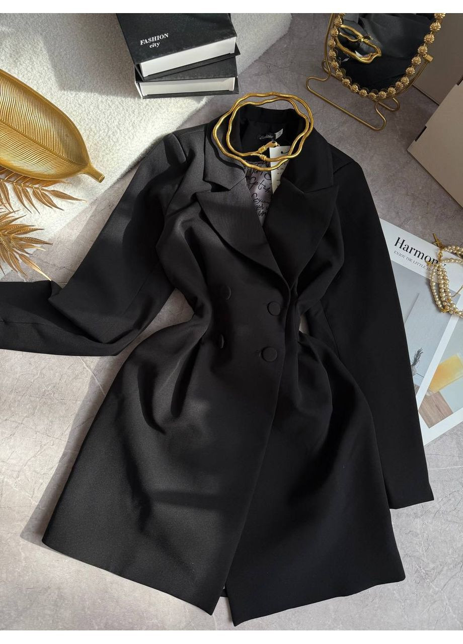 Чорна повсякденний жіноча сукня-піджак сукня-жакет Гермес однотонна