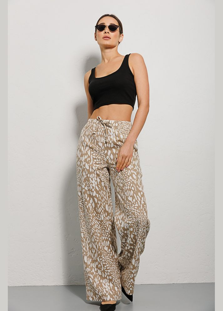 Жіночі брюки бежеві з леопардовими плямами Arjen (289787700)