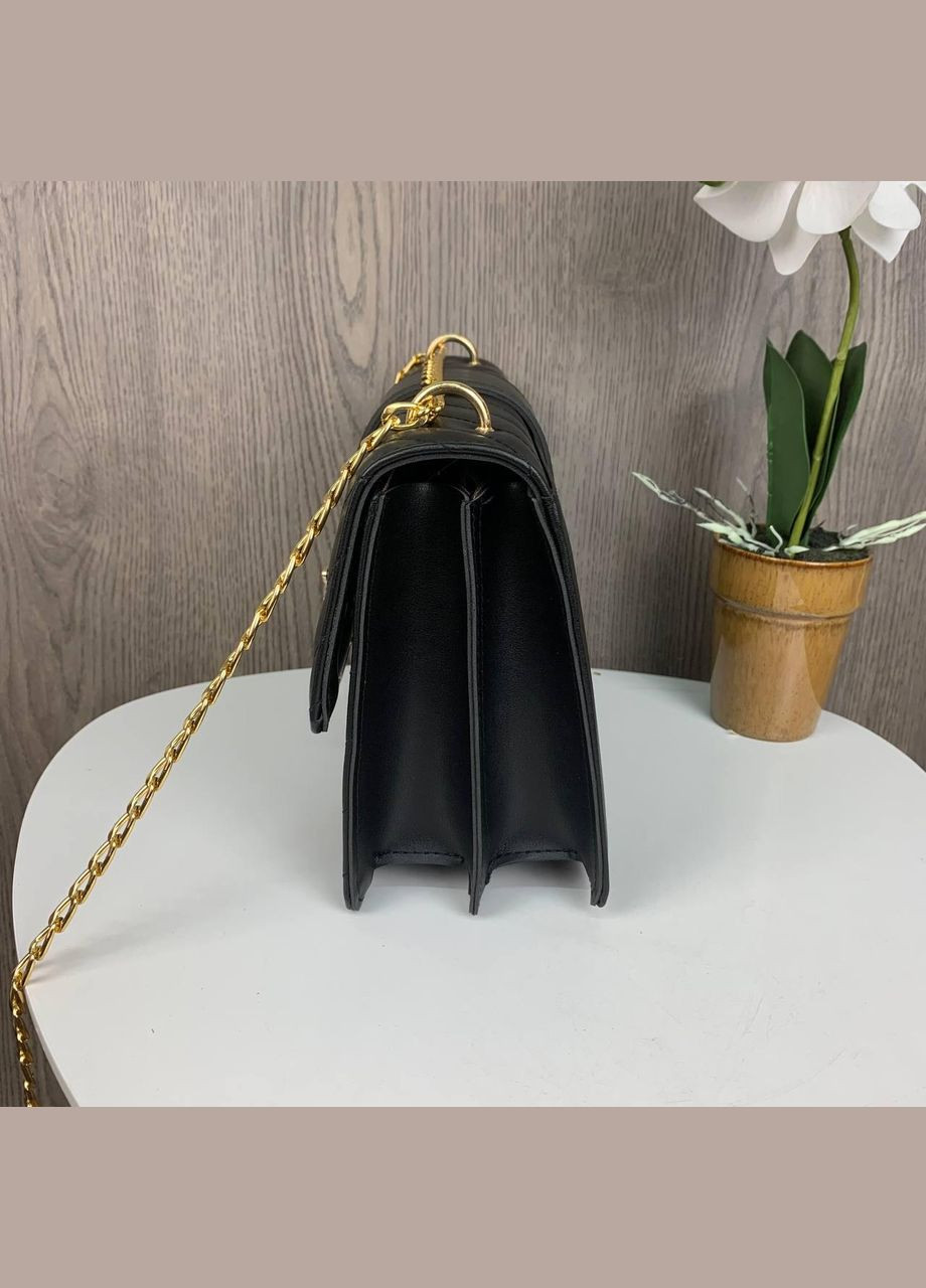 Мини сумочка на цепочке с экокожи классическая с магнитом черная (sku_1198Т) No Brand (330575788)