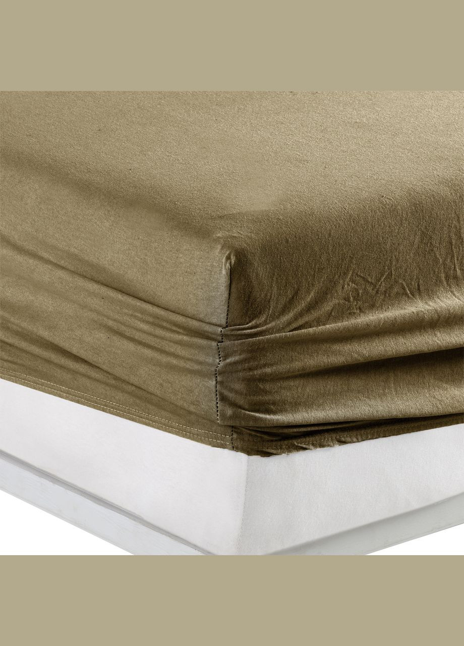 Простыня 180х200+25 см трикотаж люкс на резинке Кремовая Kayra (318382139)