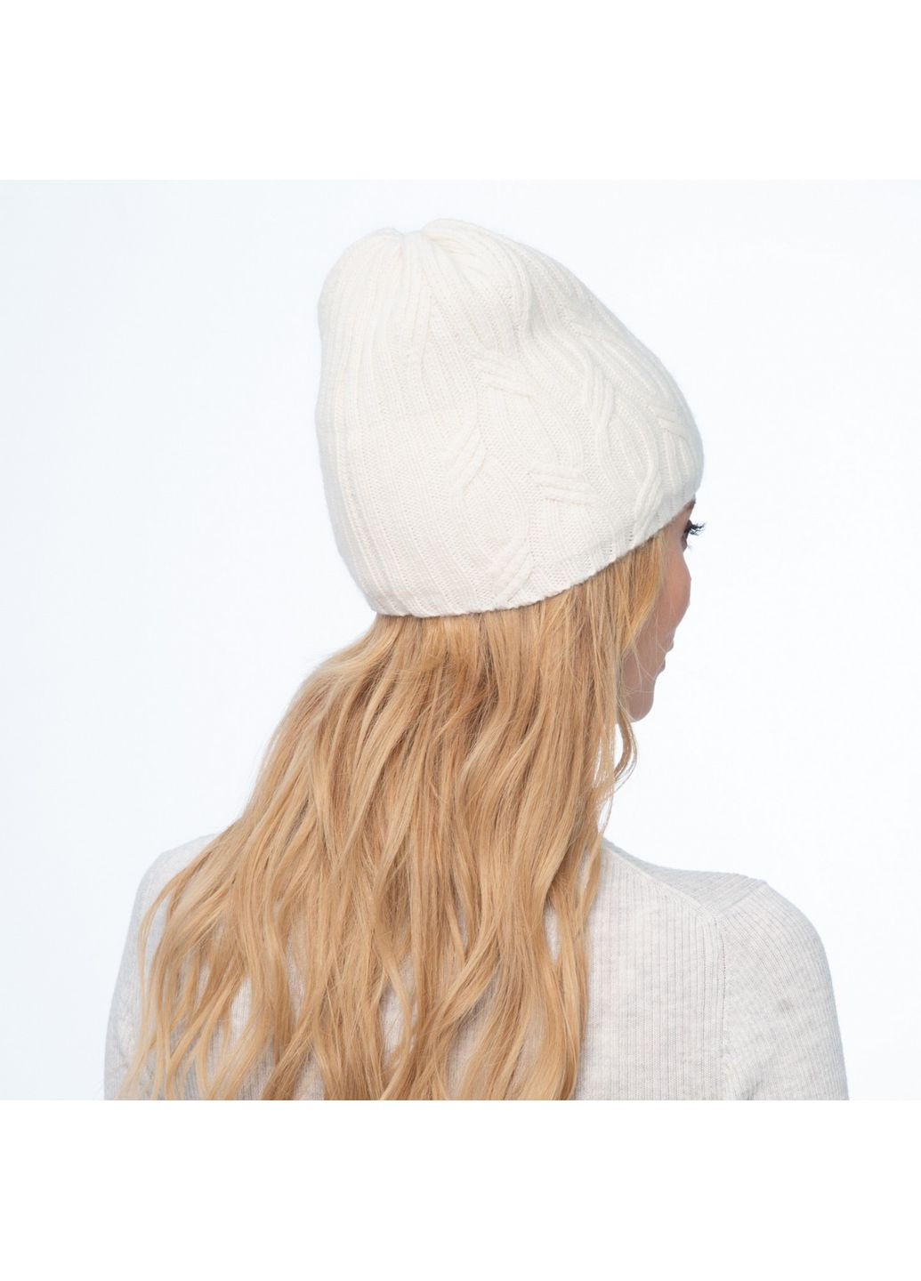 Шапка біні жіноча вовна біла AMALA LuckyLOOK 233-104 (322791952)