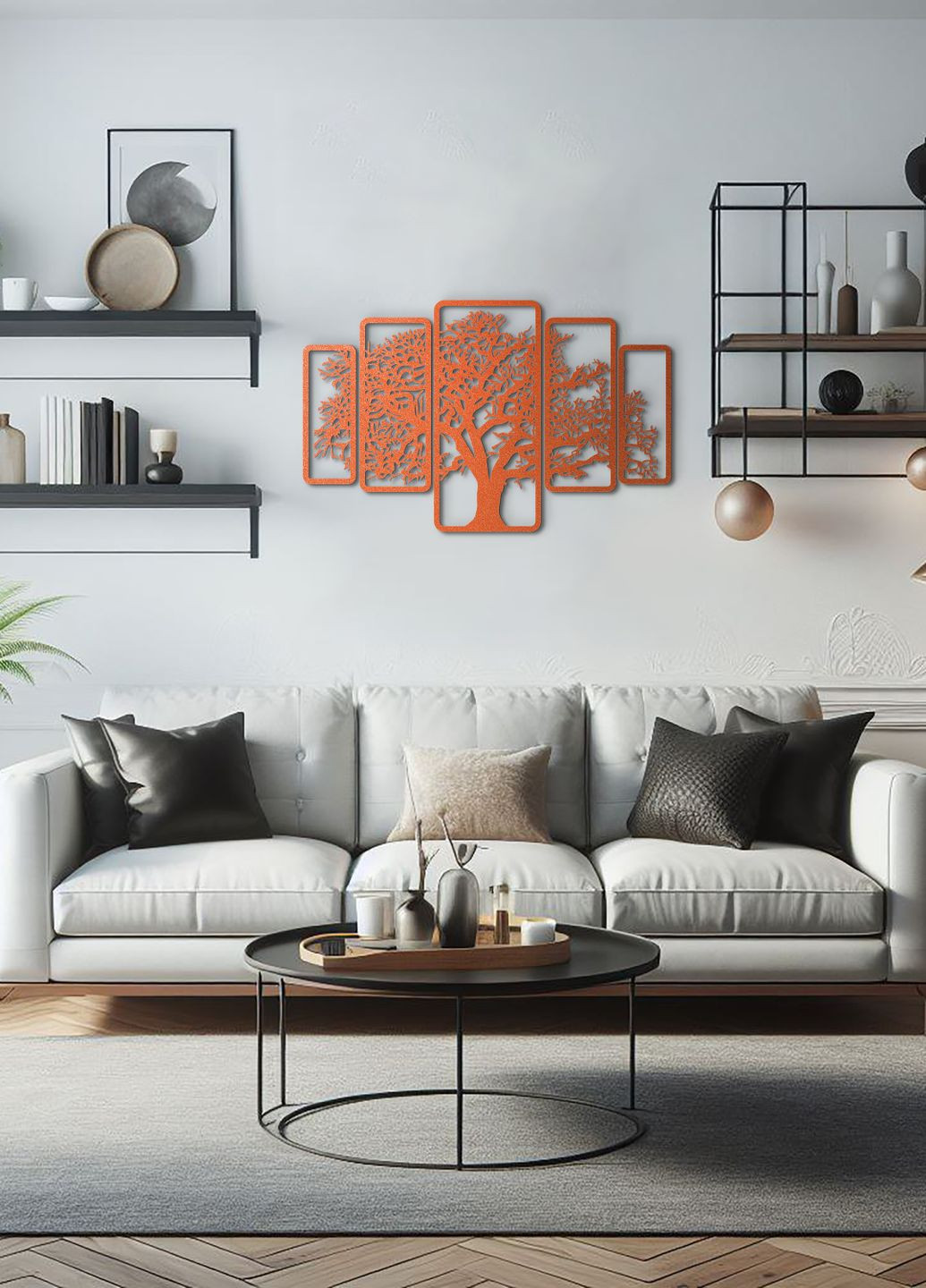 Дерев'яна картина на стіну, декор для кімнати "Дерево картина з 5 частин", декоративне панно 80х130 см Woodyard (292111827)