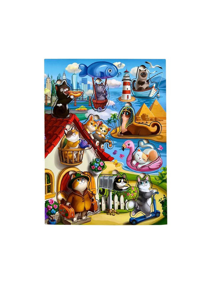 Дерев'яний пазл вкладиш «Котики -1» Ubumblebees (365639985)