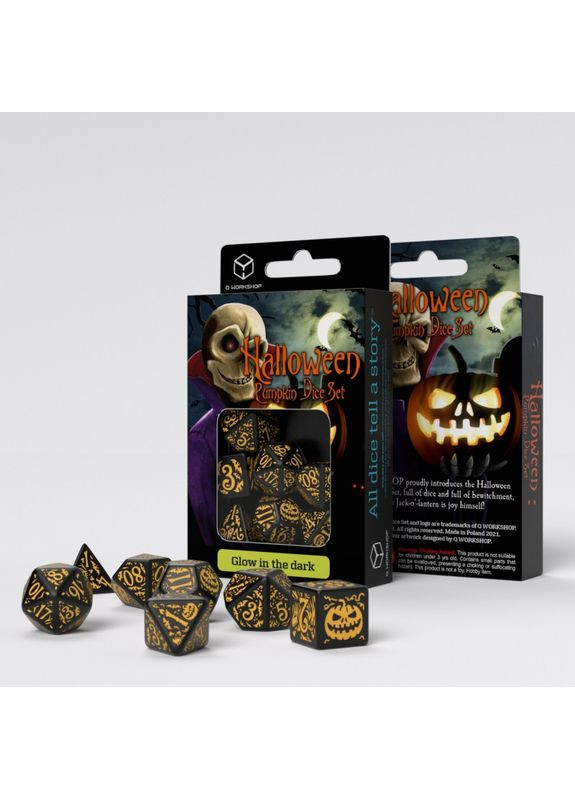 Настольная игра Набор кубиков Halloween Pumpkin Black & Glow in the dark Dice Set (7) Q-Workshop (371882870)