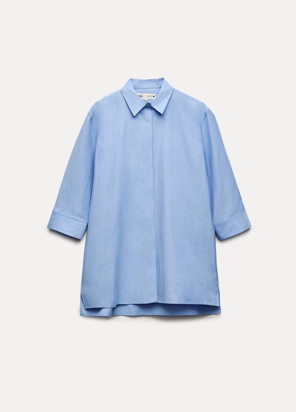 Синяя повседневный рубашка однотонная Zara