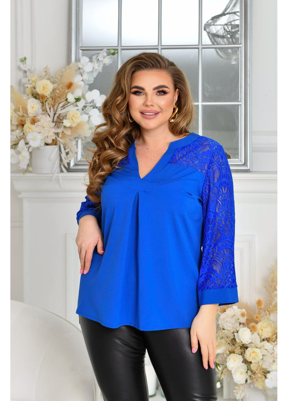 Синіти блуза софт+гіпюр,ботал,вкорочений рукав Україна
