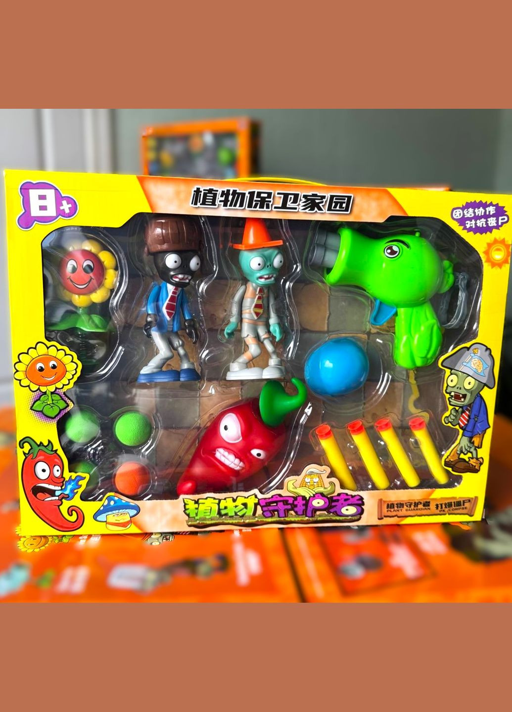 Набор фигурок персонажей Plants vs Zombie фигурки игрушки Растения против зомби с перчиком Diy (322284083)