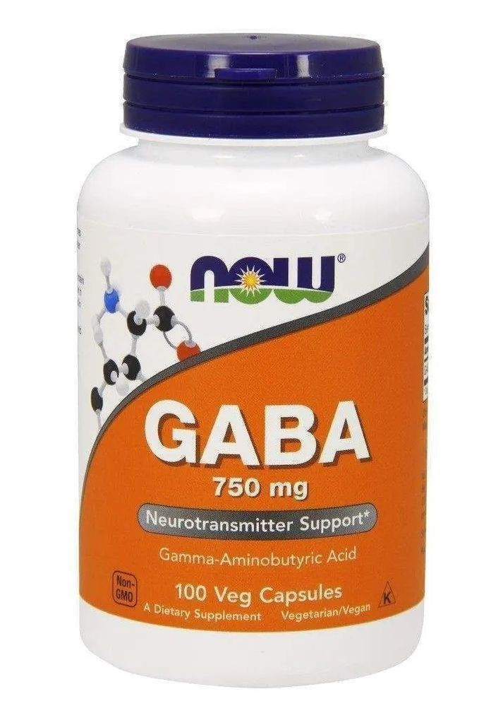 Гамма-аминомасляная к-та (GABA), 750 мг, 100 капсул Now Foods (329199971)
