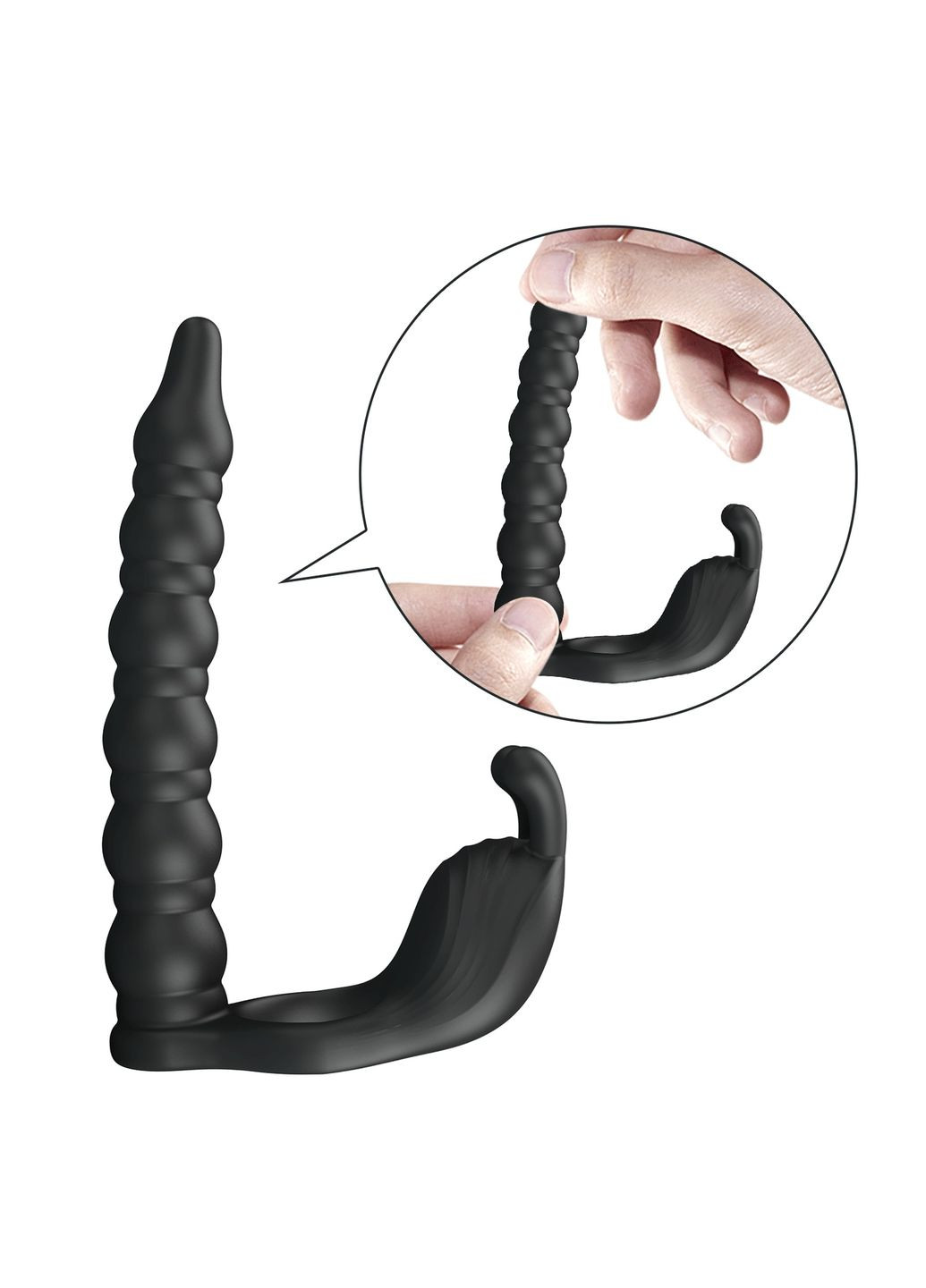 Виброкольцо с клиторальным и анальным стимулятором Blackney, черное Pretty Love (361670035)