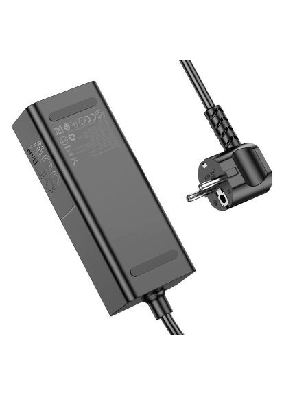 Зарядний пристрій NS4 Sharp desktop socket 2xUSB-C + USB-A PD65W Black (6942007617352) Hoco NS4 Sharp desktop socket 2xUSB-C + USB-A PD65W Bla (369880176)