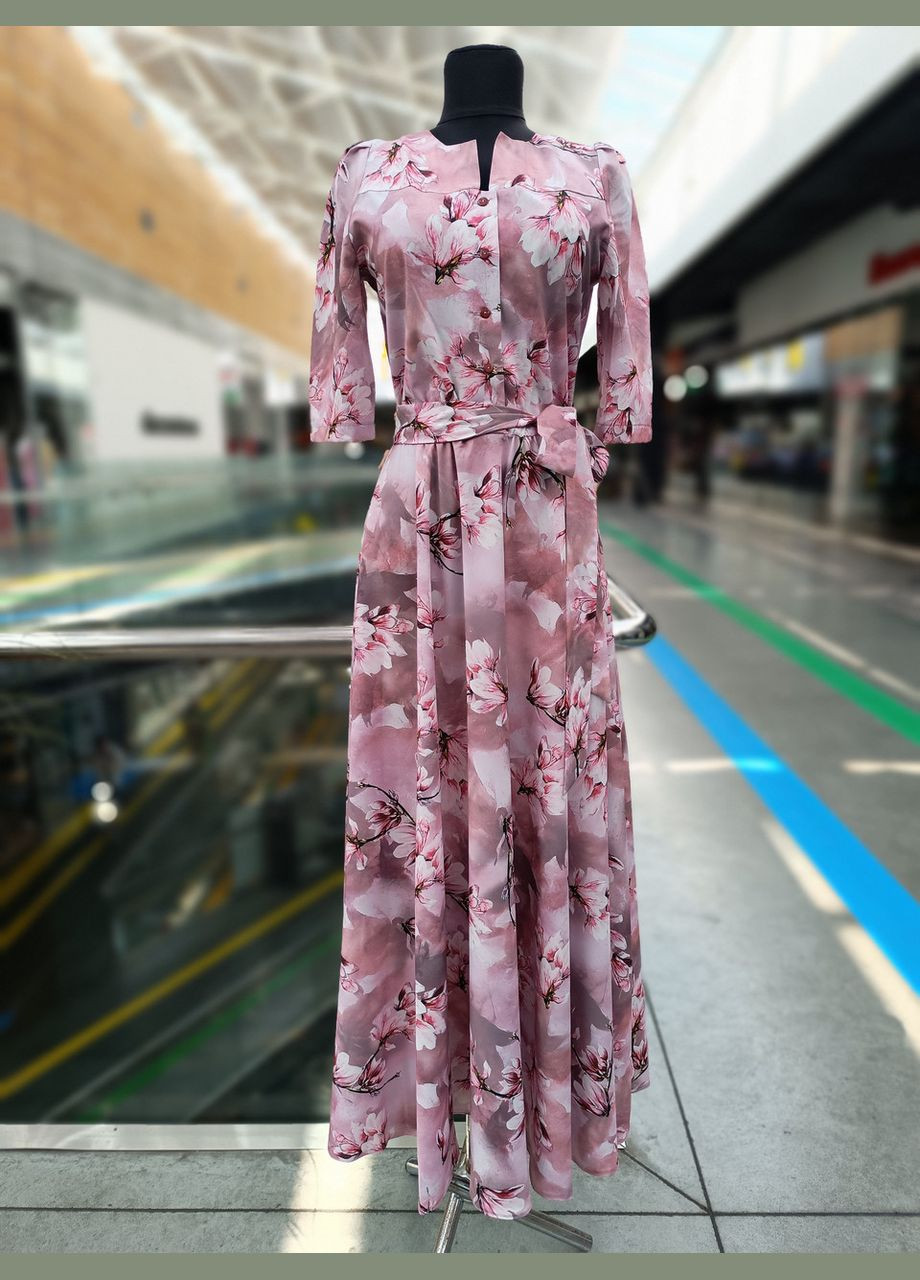 Бордова вечірня максіплаття на ґудзиках 2 Льва