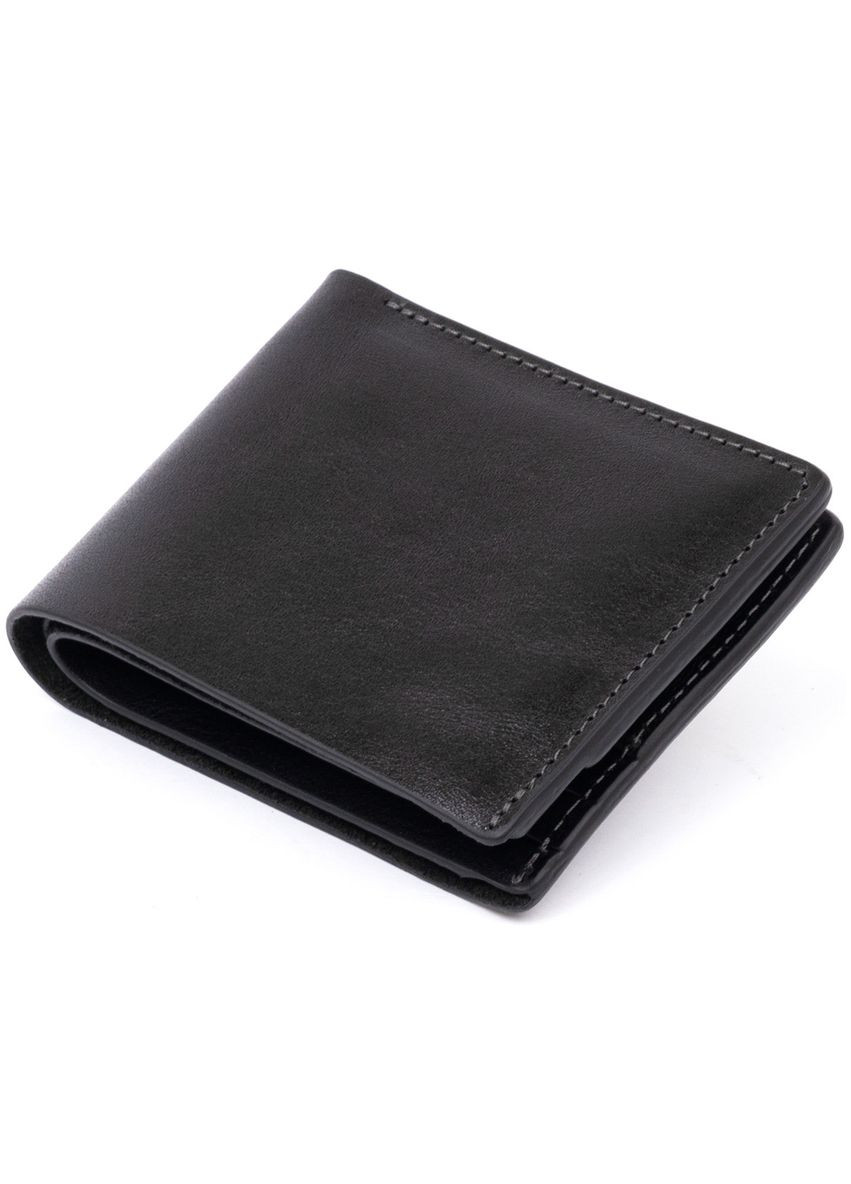 Портмоне вертикальне з круглим магнітом на два відділення 11306 Чорне Grande Pelle (329147013)