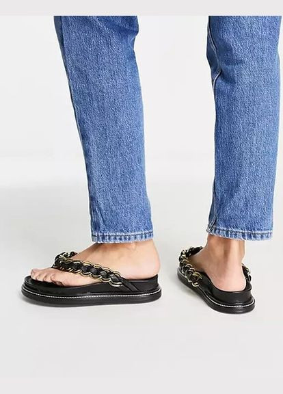 Шльопанці-в'єтнамки Asos festive premium leather chain flat sandals (291015249)
