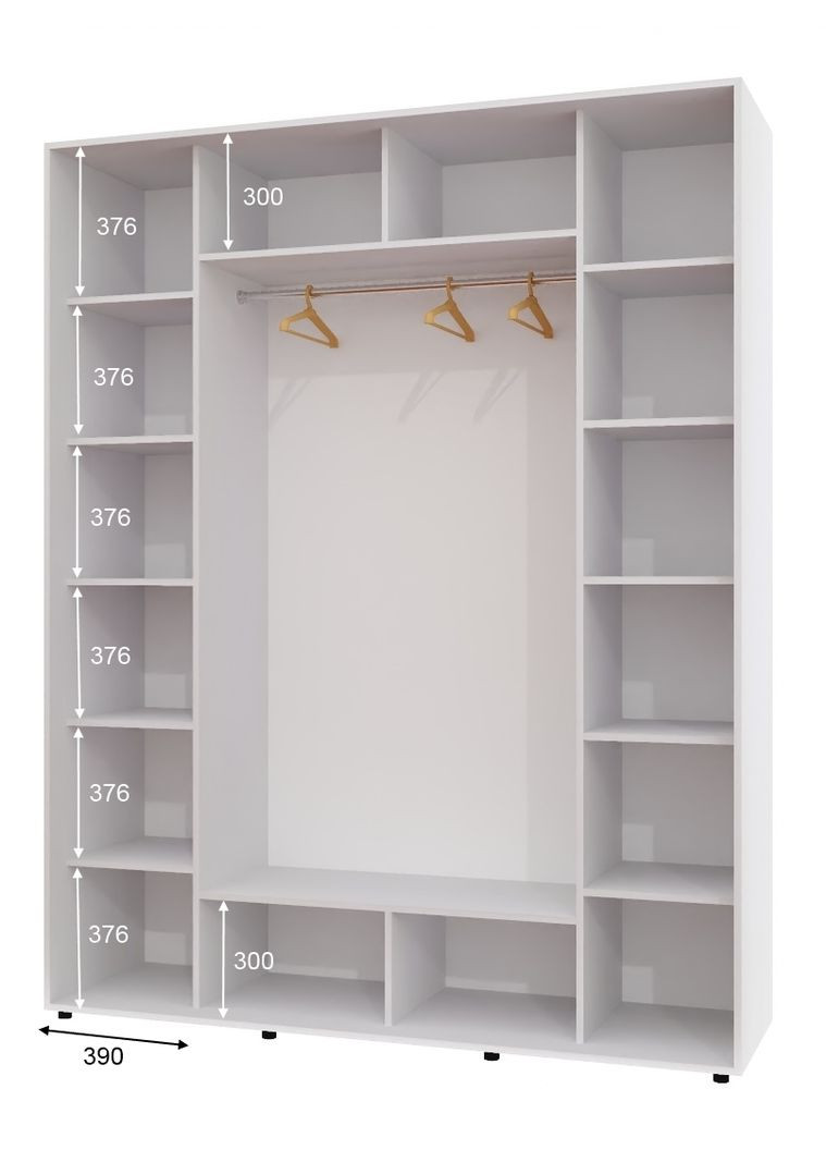 Шкаф-купе трехдверный 200*60*220 Белый 2 ДСП/Зеркало с пескоструйным рисунком ШК-05 Алекса (360457475)