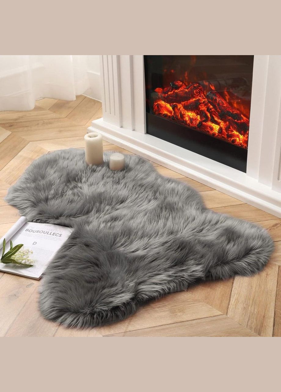 Ковер с длинным ворсом плюшевый 60х90 Графит (П4К-am-kovr-mishka-003) No Brand (323160676)