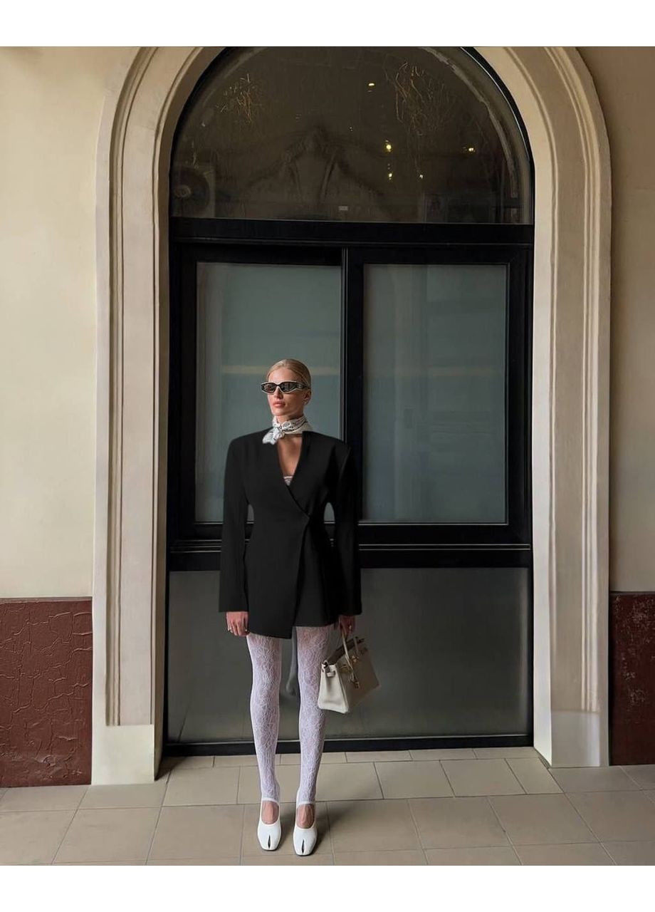 Черный женский трендовый удлиненный жакет Adelante однотонный - всесезон