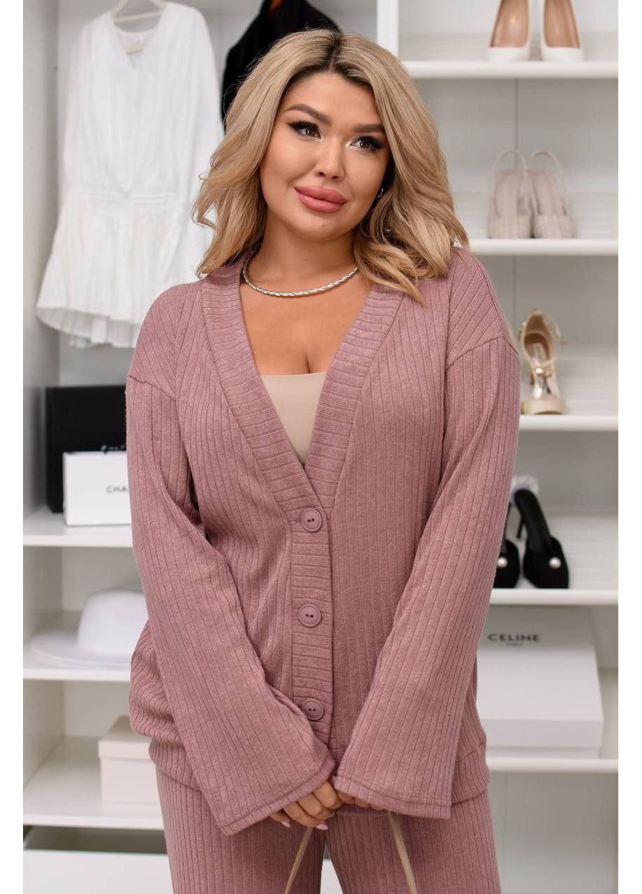 Жіночий трикотажний костюм з кофтинкою на ґудзиках No Brand (365804785)