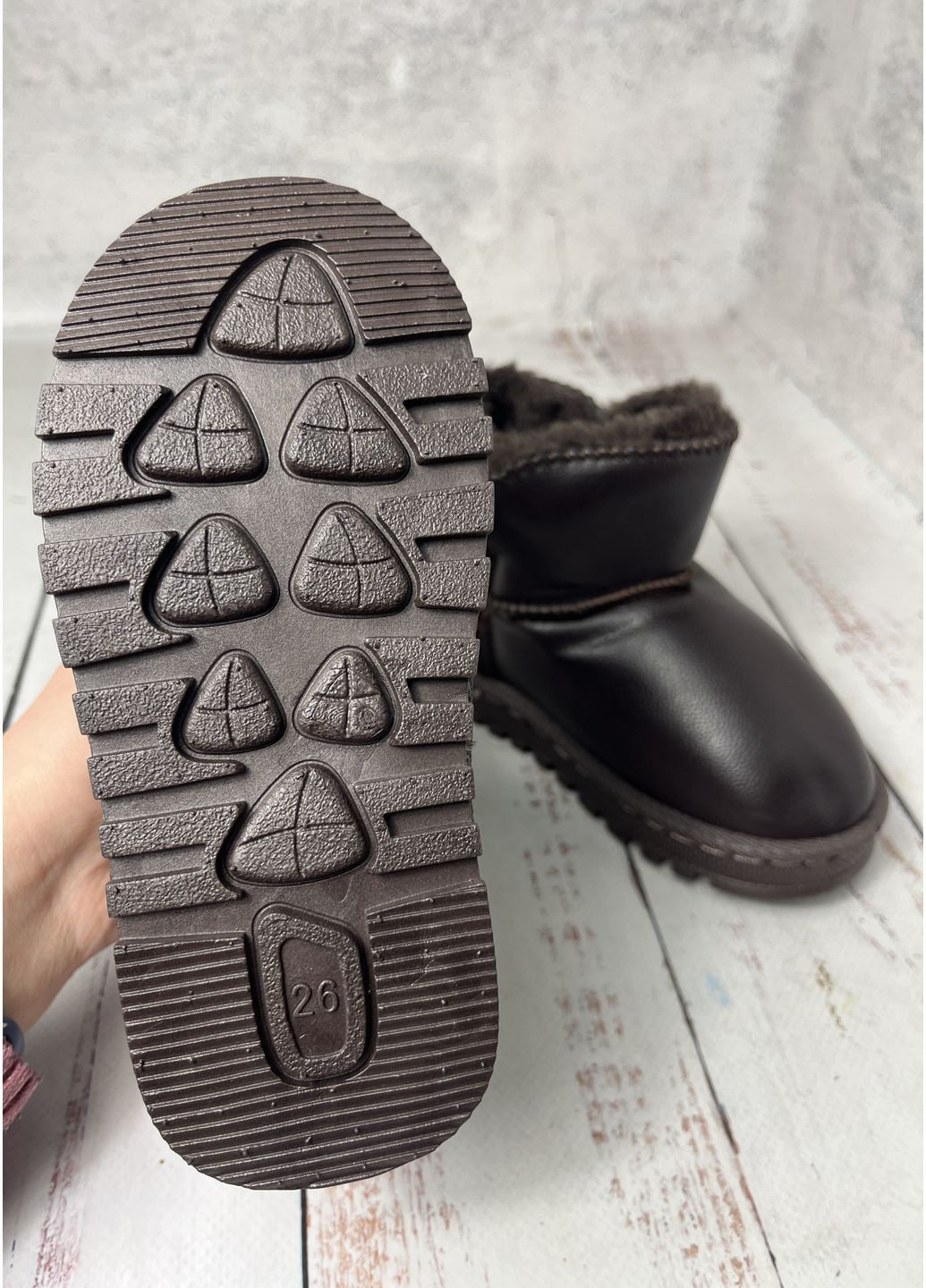 Темно-коричневые угги зимние детские темно-коричневый (393) G&S