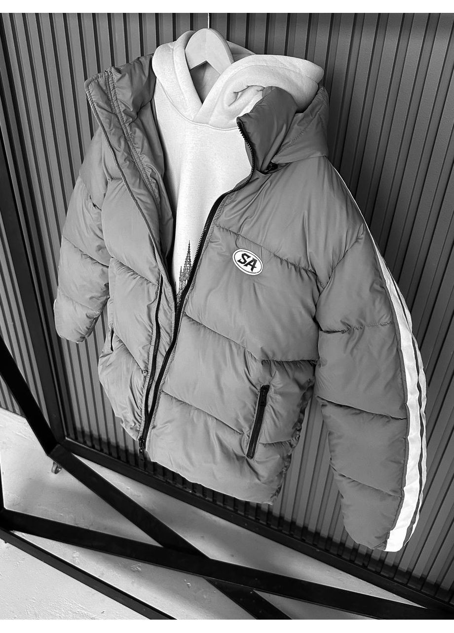 Сіра зимня чоловічий зимовий пуховик Україна