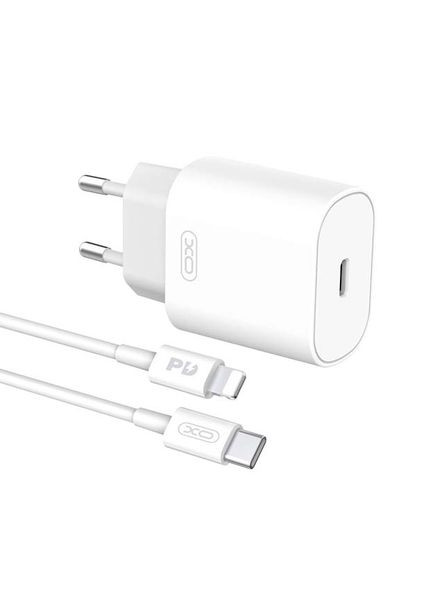 Сетевое зарядное устройство L91 25W TYPEC fast charger + Lightning cable White XO (301468136)