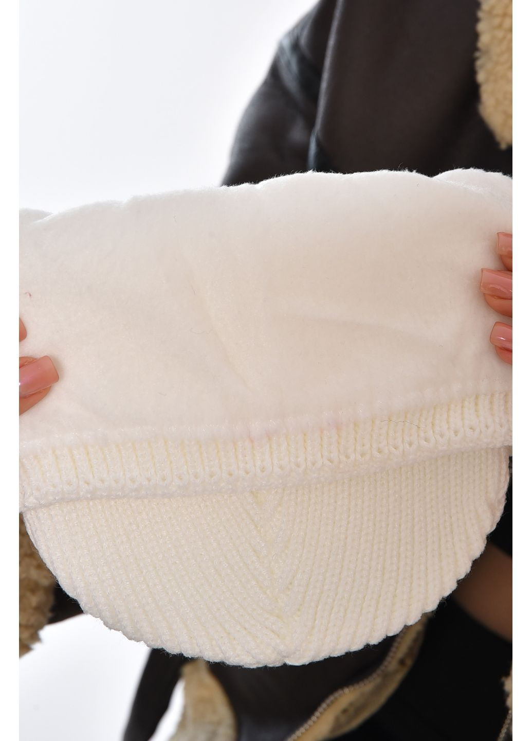 Шапка женская на флисе белого цвета Let's Shop (368823964)