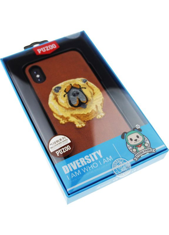 Чехолнакладка TPU+TPU с стиковой кожей Ballon Dog iPhone X Brown PUZOO (301780587)