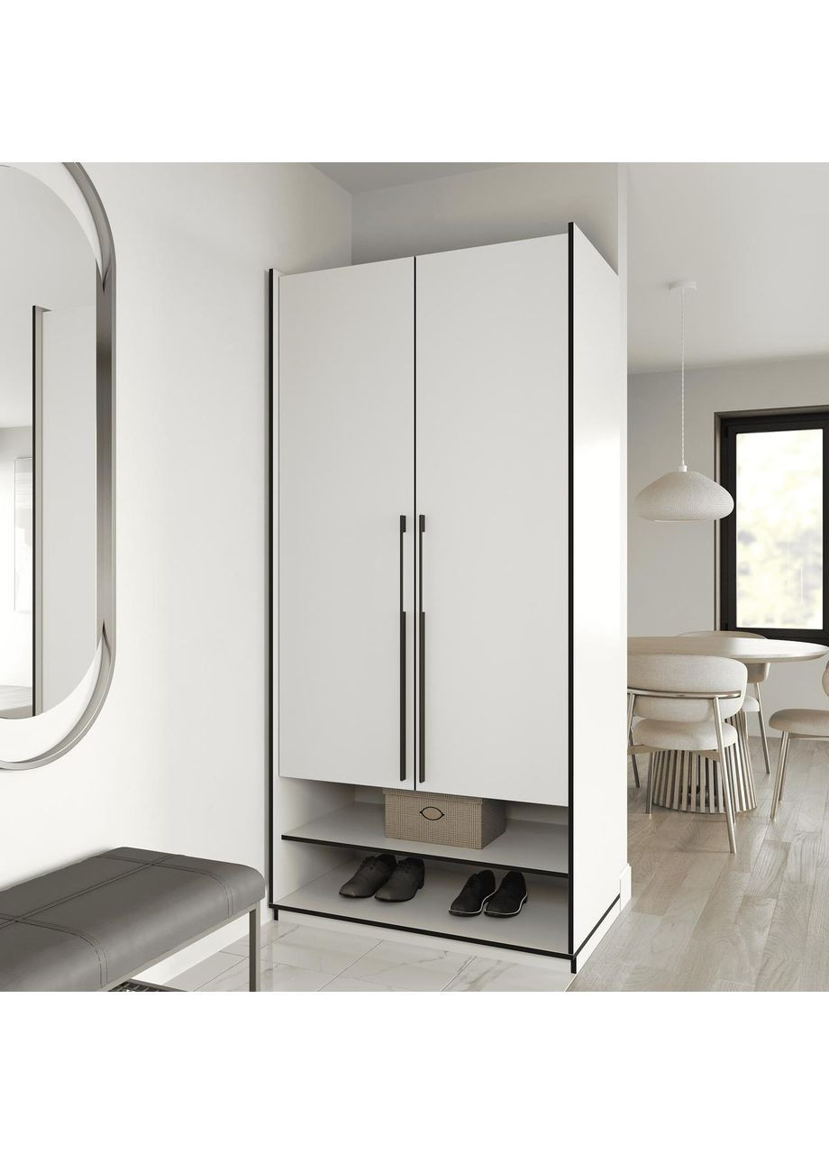 Шафа розпашна на дві дверки з полицями R-0003 від Білий MORELI (335423743)