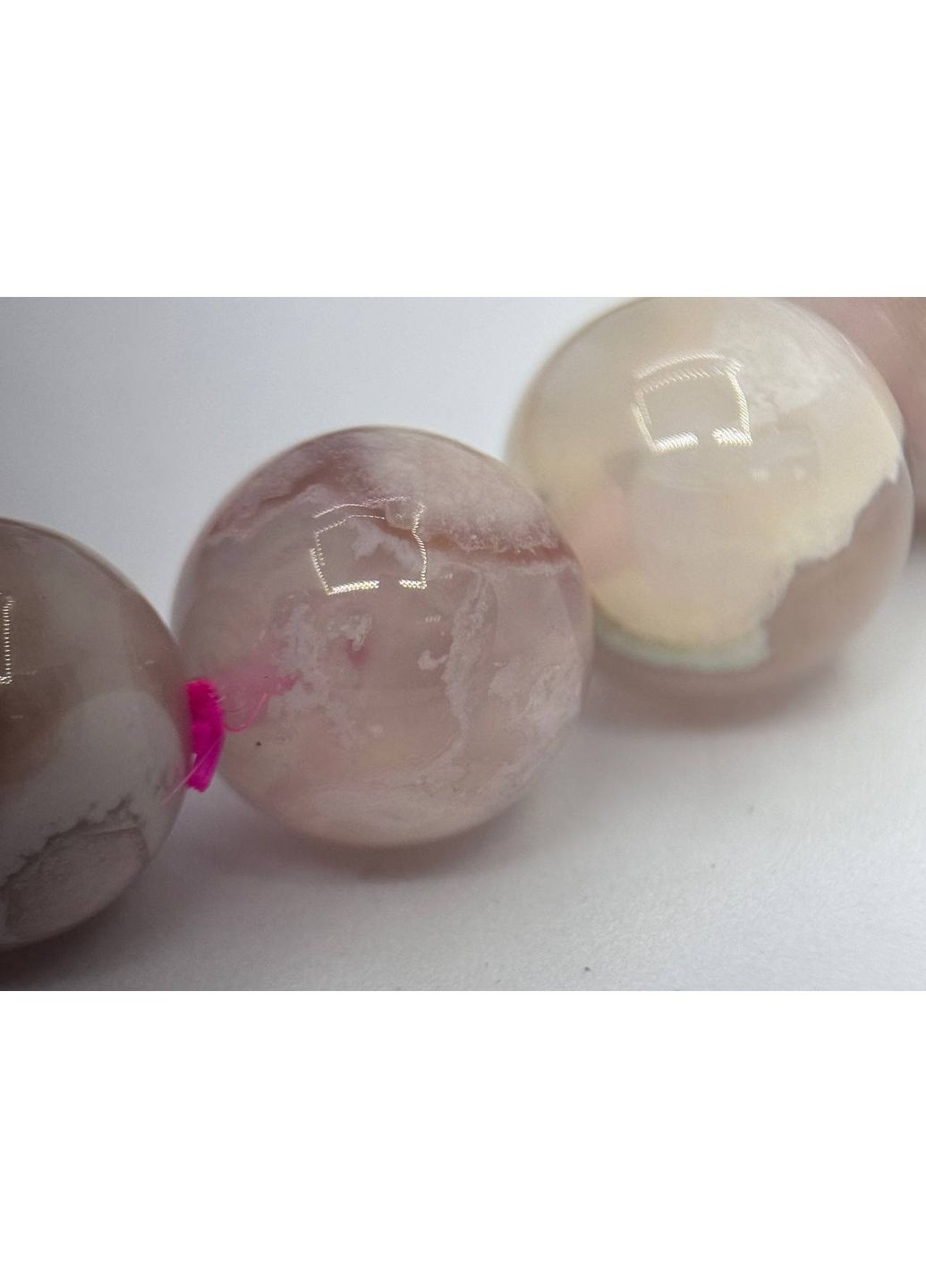 Браслет з квіткового агату 18,8 см Рожевий (12688) No Brand (356109145)