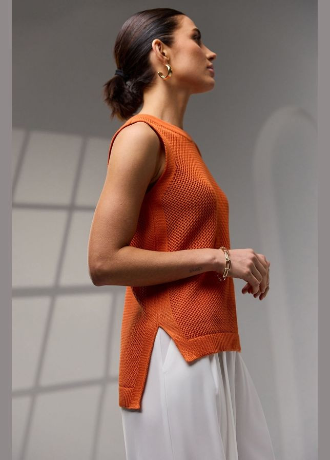 Вязаный женский топ-сетка без рукавов из натуральной пряжи (2467) Triko Bakh (334710374)