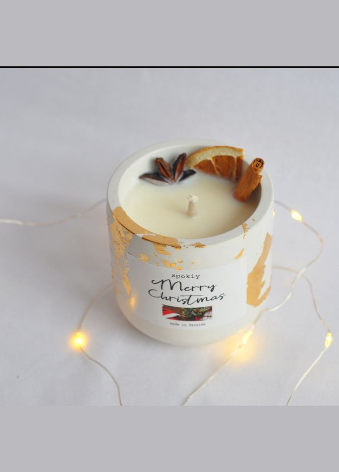 Ароматична свічка ручної роботи із соєвого воску «Mulled wine» SP2393, 130 г у гіпсовому кашпо Spokiy (315765847)