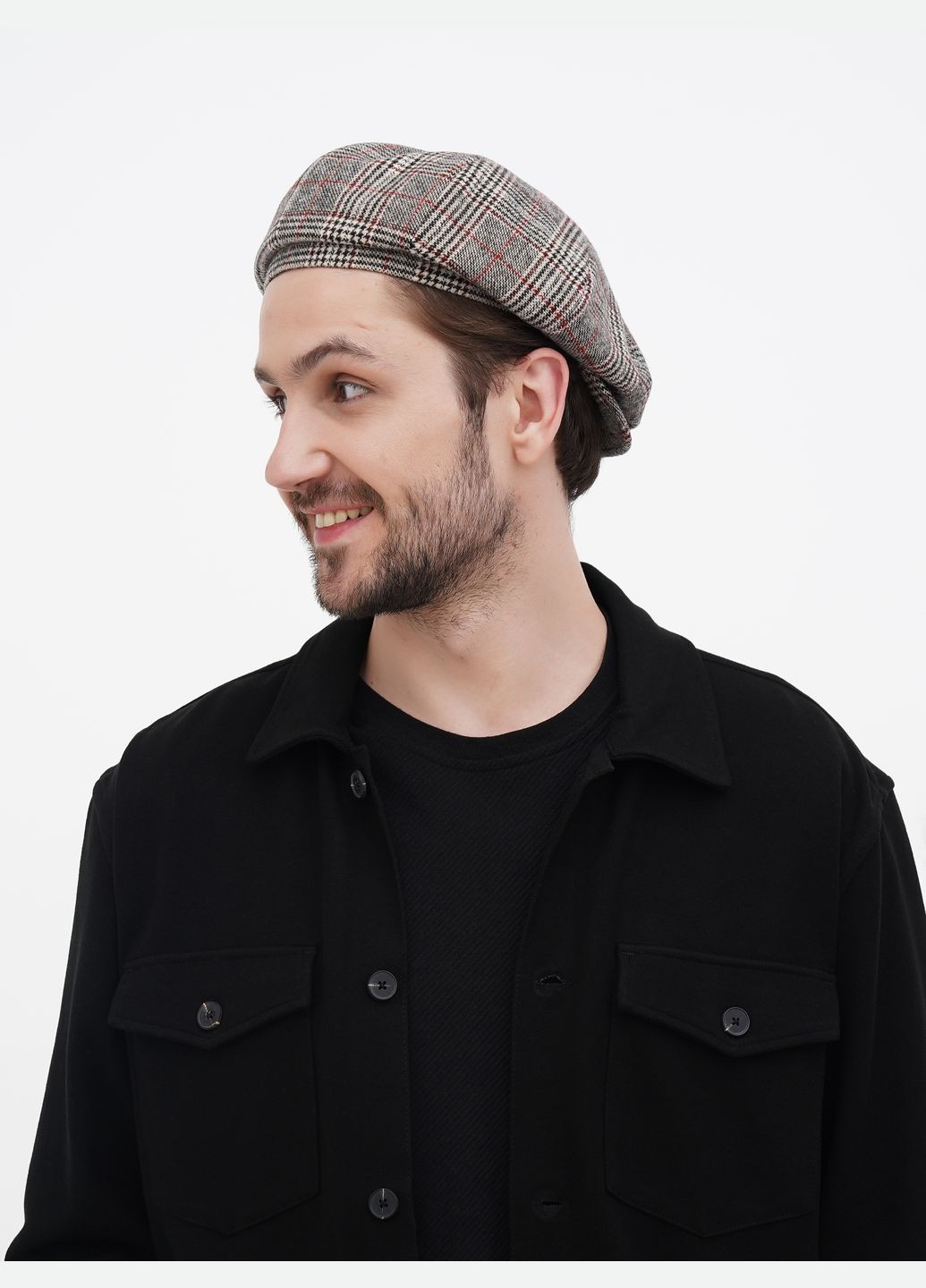 Кепка мужская восьмиклинка шерстяная серая в клетку VECONS Восьмиклинка — додає об'єму та стильності (318530144)