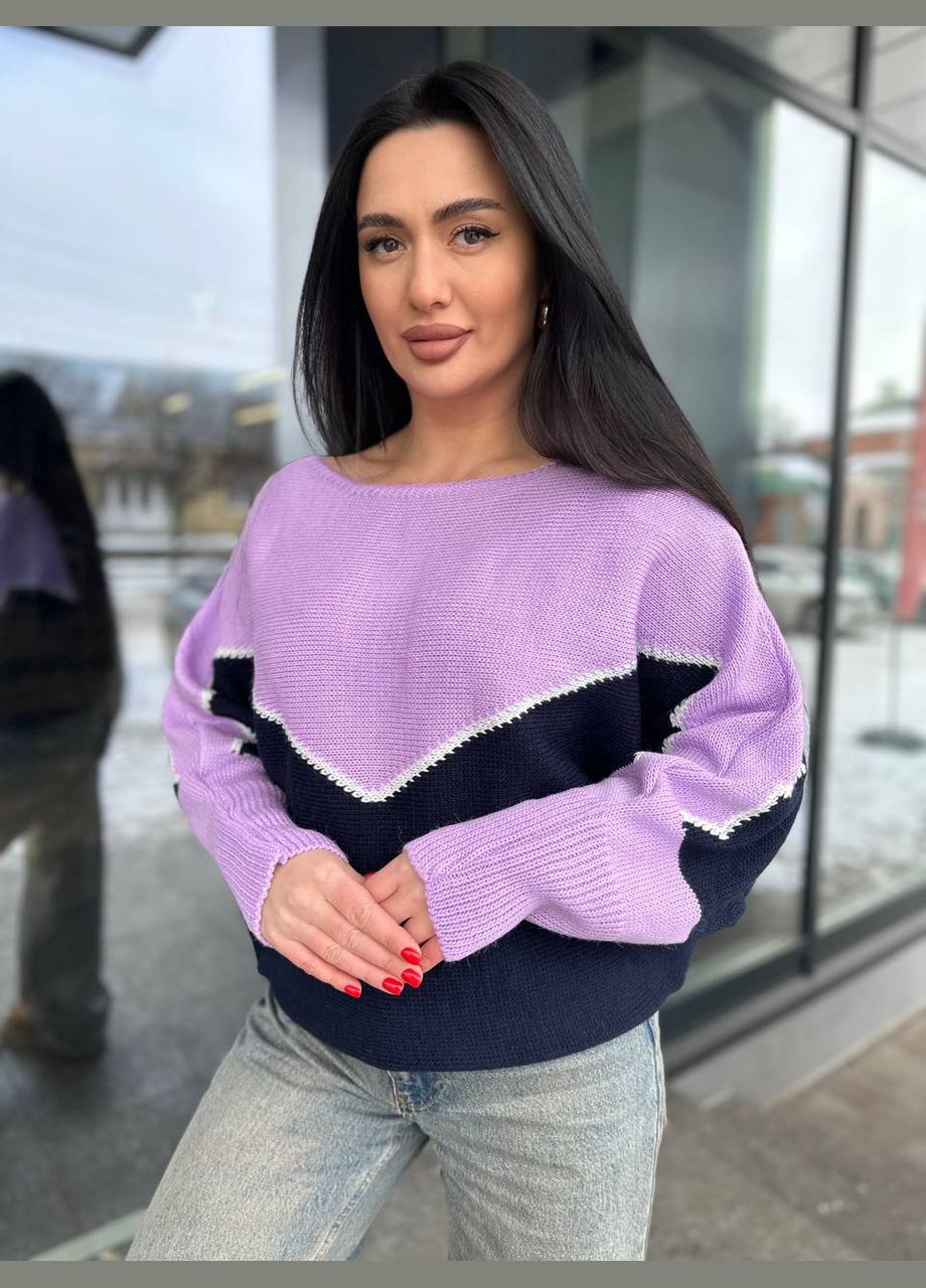 Фиолетовый женский свитер цвет сиреневый с синим р.46/56 454039 New Trend