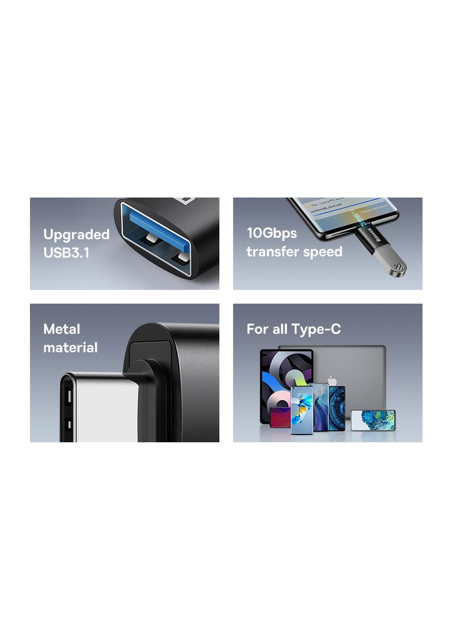 Перехідник-адаптер Baseus Ingenuity OTG USB 3.1 to Type-C (ZJJQ000001) No Brand (300577640)