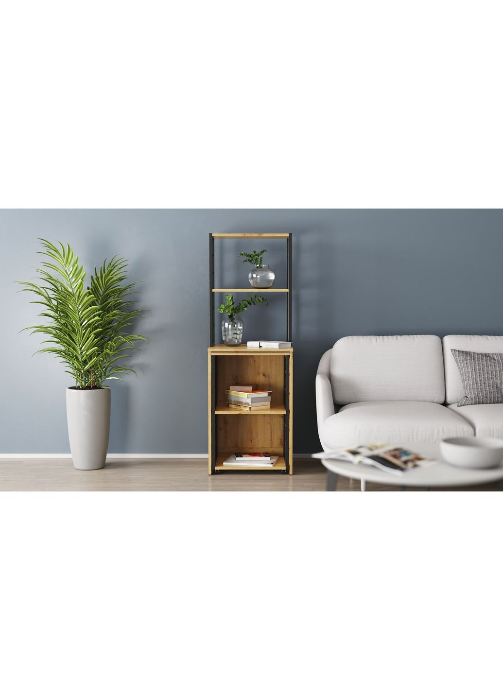 Стіл-тумба трансформер Смарт 3/1 з етажеркою 1430x1450x500 Чорний метал ДСП 16 мм (FRD-105114) Ferrum-decor (361944394)