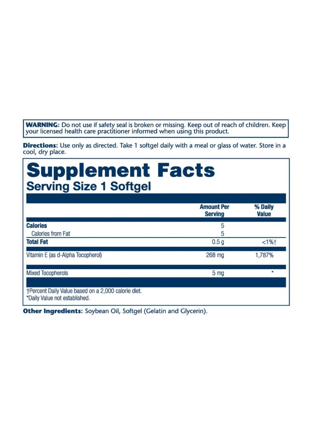 Вітамін Е Vitamin E d-Alpha Tocopherol 268mg, 50 капсул Solaray (360948631)