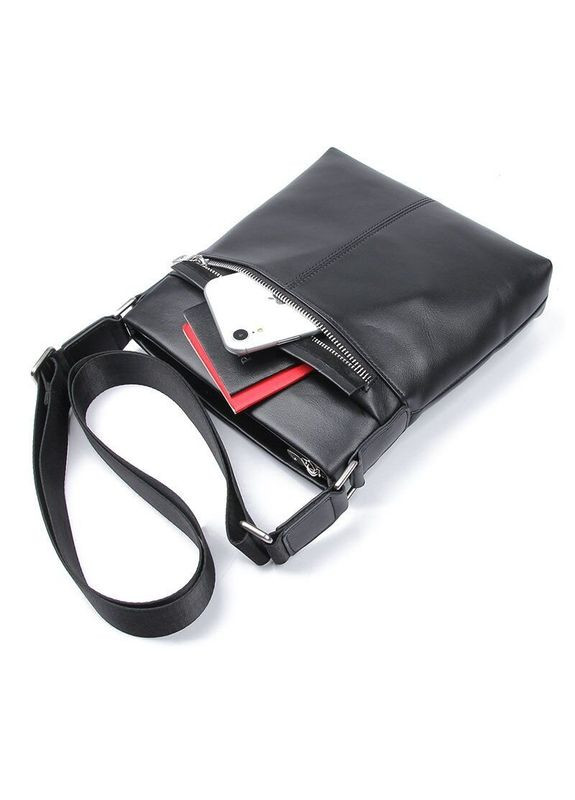 Шкіряна сумка крос боді чоловіча месенджер через плече чорна 14981 Vintage (329195445)