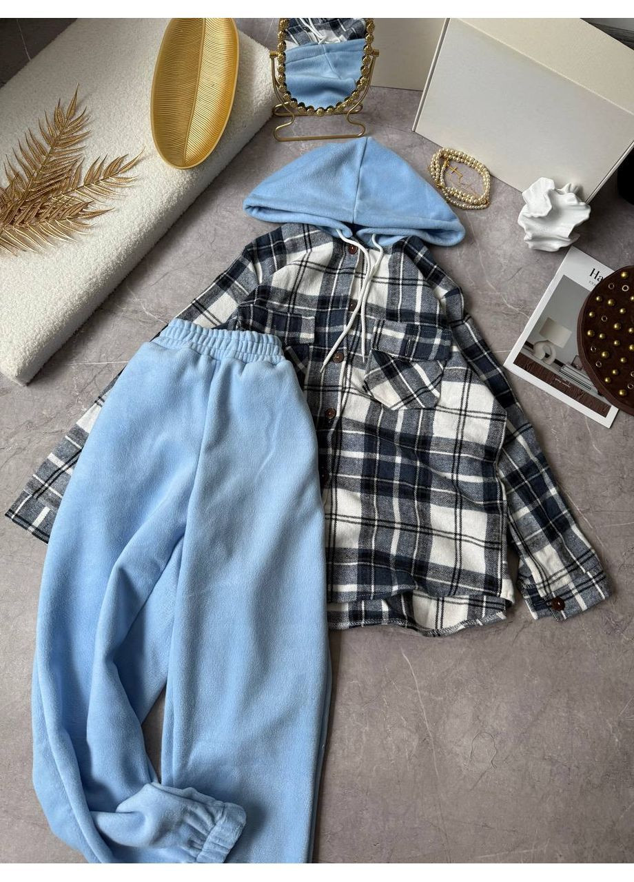 Жіночий костюм двійка: сорочка з капюшоном та флісові штани MonCher (365629241)